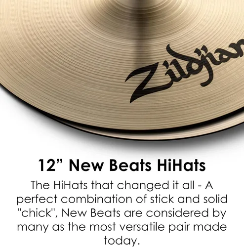 Vista 3 de Avedis Zildjian Company Serie A New Beat Platillos Hi-Hat - 12 pulgadas