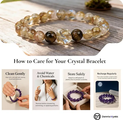 Vista 8 de Pulsera de cuarzo rutilado dorado y cristal curativo de ojo de tigre, diseño de cuentas de energía natural y atracción de riqueza, regalo