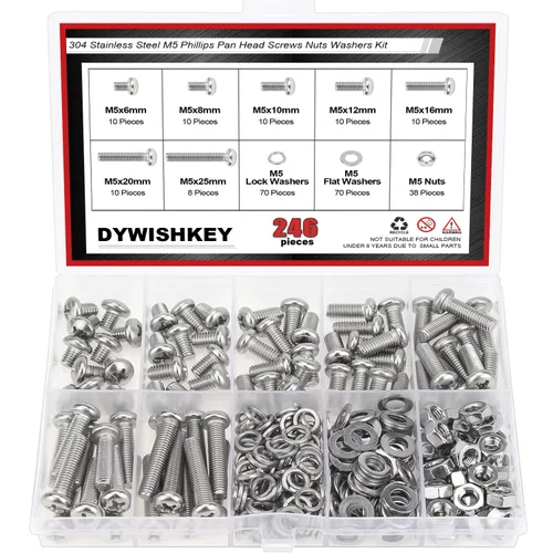 Vista 34 de DYWISHKEY - Juego de 566 piezas M2x 4/6/8/10/12/16/20mm tornillos de cabeza de botón, kit de tuercas y arandelas, tornillos M2, acero inoxidable 304