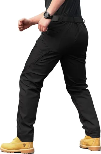 Vista 4 de solo soplo Pantalones tácticos para hombre, repelentes al agua, pantalones cargo para combate, senderismo, supervivencia al aire libre, camping