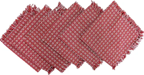 Vista 21 de Juego de 6 servilletas, verde botella tejidas con flecos, servilletas 100% algodón, tamaño 20x20 pulgadas, adecuadas para cenas formales, comidas