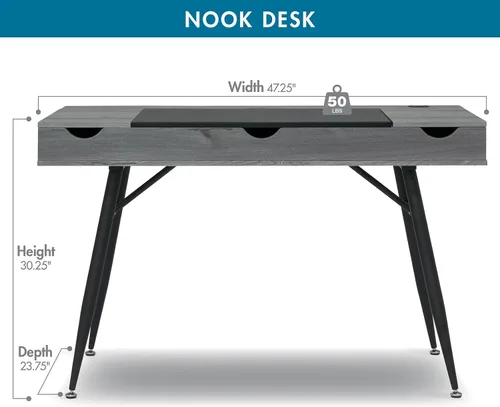 Vista 3 de Calico Designs Nook - Escritorio moderno para computadora portátil de oficina, estación de trabajo para el hogar de 47.25 pulgadas de ancho, ahorra