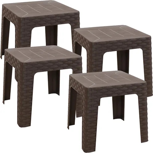 Vista 17 de Sunnydaze Adirondack - Mesa auxiliar pequeña para exteriores para elementos esenciales de balcón, mesa auxiliar cuadrada de plástico para patio