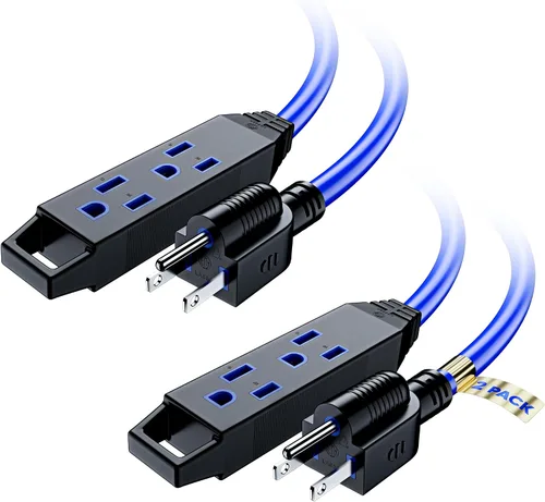 Vista 26 de Cable de extensión de 2 pies, cable de extensión con múltiples tomas, calibre 16 (azul) con certificación ETL