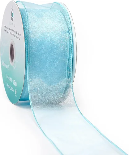 Vista 12 de Cinta de organza transparente con alambre de 2.5 pulgadas x 50 yardas, color blanco para silla de boda, lazo, ramo de flora, envoltura de regalos