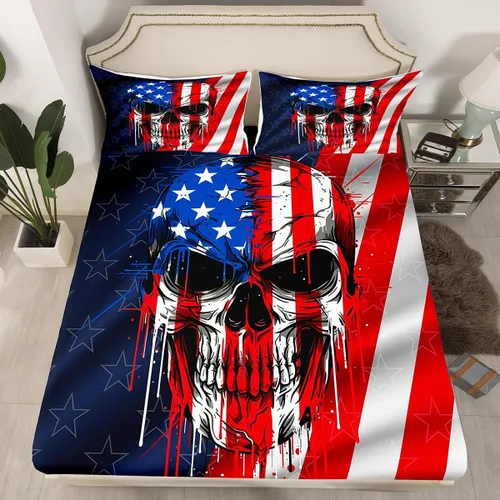 Vista 10 de Manfei Sábana bajera ajustable para campamento, tamaño individual, funda de cama con 1 funda de almohada, juego de ropa de cama vintage de madera