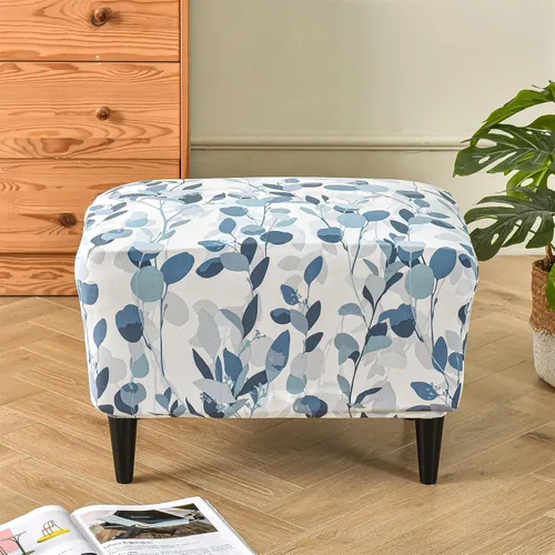 Vista 7 de Funda elástica para silla, funda otomana rectangular de almacenamiento, funda otomana para reposapiés, fundas otomanas para taburete de pie