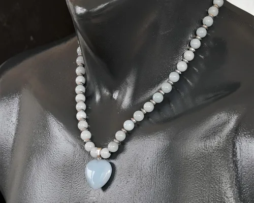 Vista 52 de Colgante de corazón de aventurina natural, Collar de cuentas de aventurina genuina, Collar de piedra verde, Collar de piedras preciosas, Cuentas