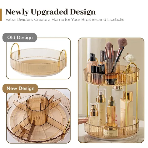 Vista 2 de Aveniee Organizador de maquillaje giratorio de 360 grados para tocador, organizadores de baño mejorados para perfume y cuidado de la piel