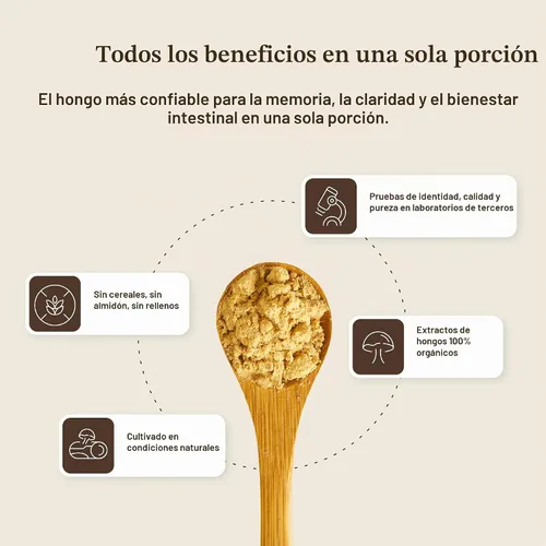 Vista 8 de Real Mushrooms - Cápsulas de melena de león, cerebro, enfoque y cognición, 120