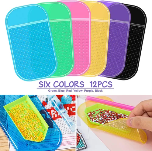 Vista 4 de 18 alfombrillas adhesivas antideslizantes para pintura de arte con diamantes, almohadilla de gel universal antideslizante de 5.6 x 3.3 pulgadas