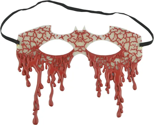 Vista 3 de KIHOARL 2 máscaras de murciélago de Halloween que gotean sangre media cara mascarada, máscara de ojos, festival, cosplay, fiesta, disfraz, accesorio