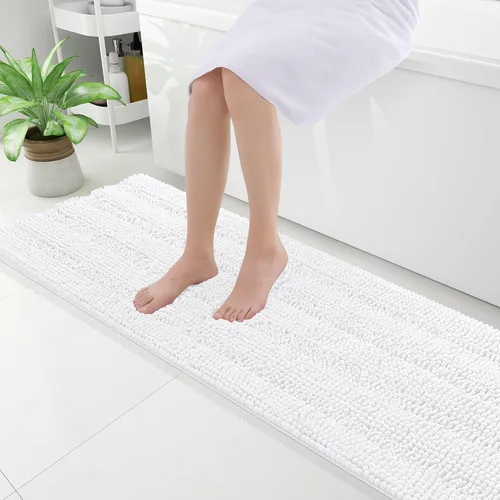 Vista 210 de Grandaily Alfombras de baño de felpilla a rayas de 24 x 16 pulgadas, extra gruesas y suaves, absorbentes, parte trasera de goma, alfombra de ducha