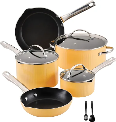 Vista 15 de Farberware Style - Juego de ollas y sartenes antiadherentes con utensilios de cocina, aptos para lavavajillas