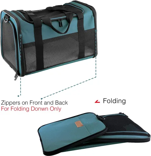 Vista 7 de Transportín para Gatos - Transportín Portátil Plegable para Perros y Mascotas, Bolsa para Mascotas de Lados Suaves hasta 15 Libras, Transportín