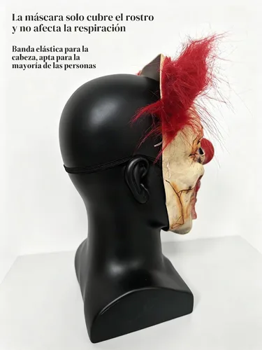 Vista 2 de Máscara de payaso aterrador, máscara de látex para adultos para disfraz de cosplay Amarillo