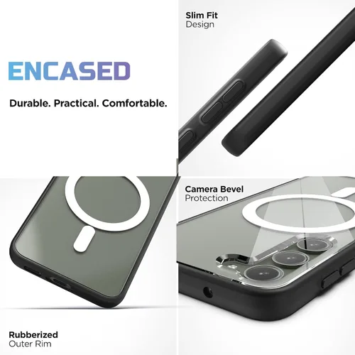 Vista 9 de ENCASED Funda magnética diseñada para Samsung Galaxy S23, compatible con carga MagSafe y accesorios, transparente/negro (versión 2023)