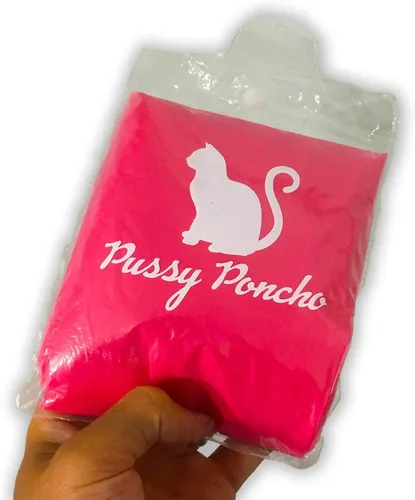 Vista 3 de Poncho para gato de Pussy Poncho de lluvia rosa Divertido oreja de emergencia para amigos Talla única para la mayoría de adultos, género neutro