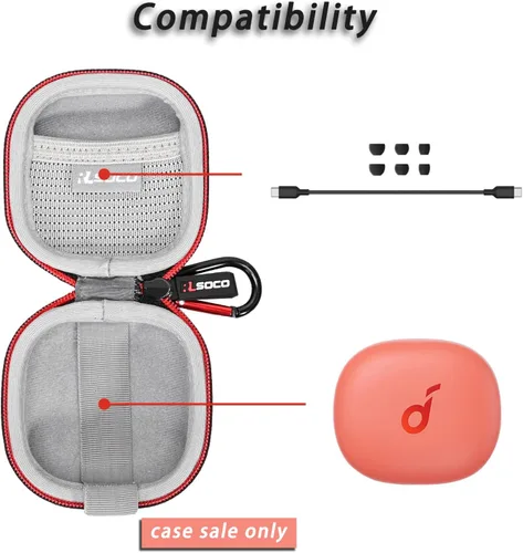 Vista 3 de RLSOCO Estuche de transporte para auriculares inalámbricos Bluetooth Anker Soundcore P20i/Life P3 con cancelación de ruido - Negro (solo funda)