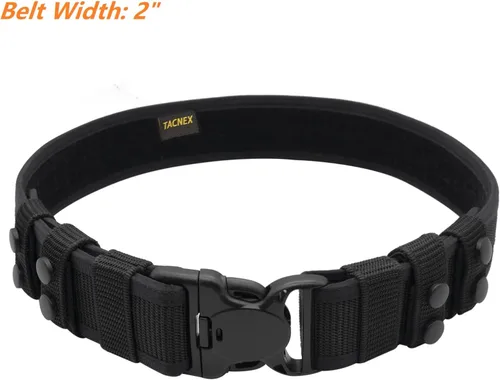 Vista 2 de TACNEX Cinturón de servicio con 4 portaobjetos de 2" Cinturón de utilidad rígido de nylon para policía, aplicación de la ley, seguridad, trabajo