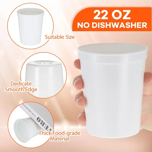 Vista 2 de 120 vasos de plástico a granel de 16 onzas, vasos de plástico para estadios, vasos de fiesta para niños, vasos de jugo apilables, vasos de agua