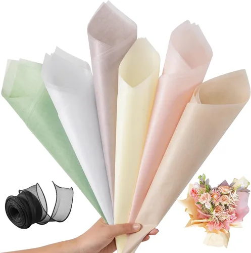 Vista 10 de VinTS 48 hojas de papel de forro de algodón de 23.6 x 23.6 pulgadas, estilo coreano de papel de forro de ramo floral impermeable, papel de regalo
