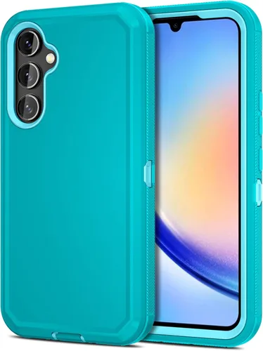 Vista 8 de Jiunai Funda para Samsung Galaxy A34, resistente, a prueba de golpes, de doble capa, protección de puerto, híbrida, resistente, para Samsung Galaxy