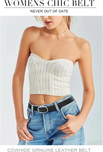 Vista 4 de VONMELLI Paquete de 3 cinturones de mujer para pantalones vaqueros, cinturón de vestir con hebilla dorada