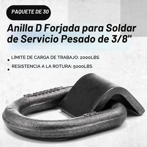 Vista 3 de Yaocom 30 piezas de 2,000 libras de soldadura en anillo en D forjado con clips de soldadura, anillo en D resistente, anclaje de amarre, capacidad