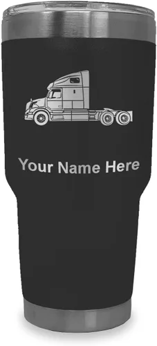 Vista 30 de LaserGram Taza aislada al vacío de 20 onzas, cabina de camión, grabado personalizado incluido (negro)