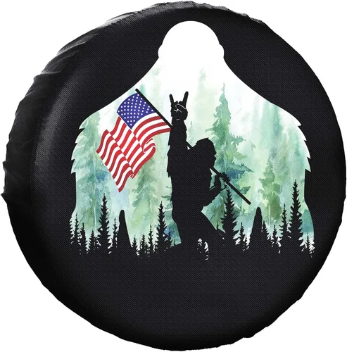 Vista 9 de Cubierta de neumático de repuesto, bandera de águila americana, de poliéster, universal, impermeable, protección contra la corrosión, para remolque