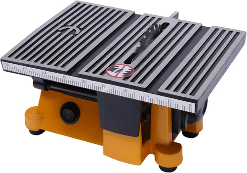 Vista 3 de Mini banco de sierra de mesa de 90 W 1/8 HP de 4 pulgadas, máquina de corte de piedra de vidrio y madera, mini herramienta de corte de sierra