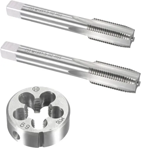 Vista 13 de M6mm x 1 HSS métrico y juego de troqueles de rosca de mano derecha, herramienta de bricolaje de roscado 3 piezas (M6 x 0.039 in)