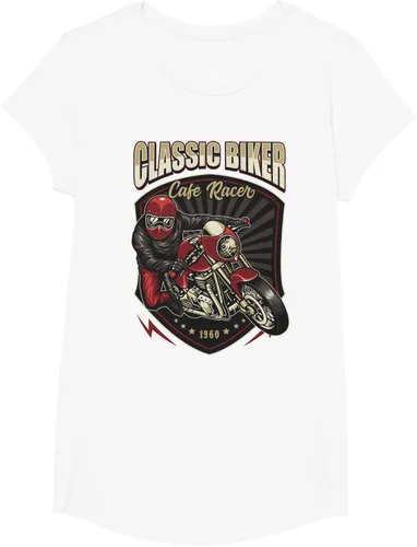 Vista 22 de Camiseta de motocicleta clásica Biker Cafe Racer para hombre, Negro, S