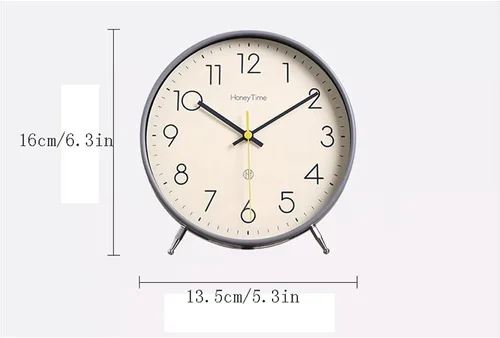 Vista 2 de HASMI Reloj despertador analógico, reloj despertador redondo de 6 pulgadas sin tictac, funciona con pilas, reloj despertador súper silencioso, 1
