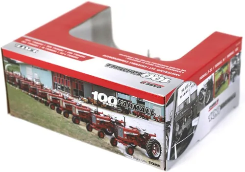 Vista 4 de ERTL 1/64 Edición Limitada Farmall 100th Anniversary Juego de tractor fundido a presión para mayores de 14 años, incluye Farmall 100, F-20, M, 560