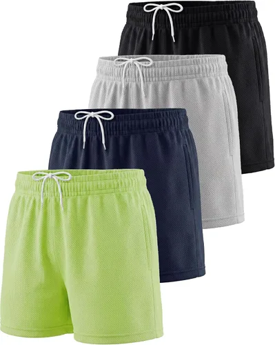 Vista 10 de Paquete de 4 pantalones cortos de malla para niñas, atléticos, baloncesto Conjunto 1