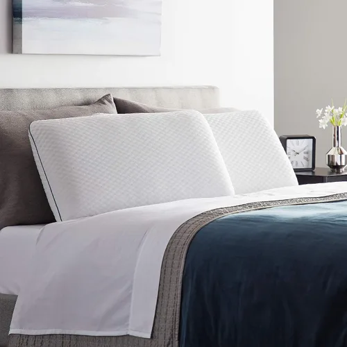 Vista 2 de WEEKENDER Almohada de espuma viscoelástica de gel, 1 paquete tamaño Queen, funda lavable de primera calidad, color blanco y almohada de espuma