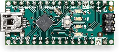 Vista 2 de Arduino Nano [A000005] - Microcontrolador compacto ATmega328P con 22 pines de E/S digitales, 8 entradas analógicas, conectividad USB