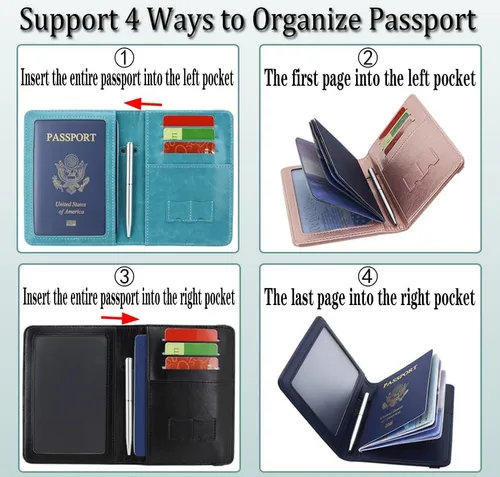 Vista 7 de ACdream Combo de portatarjetas de pasaporte y vacunación, funda con ranura para tarjeta de vacunación CDC, protector organizador de documentos