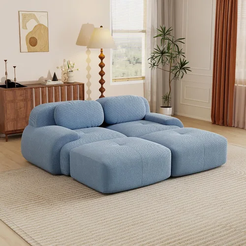 Vista 77 de Sofás seccional modular de 80" sin huesos modernos para sala de estar, juego de sofás comprimidos de 2 plazas con asiento profundo, sin necesidad