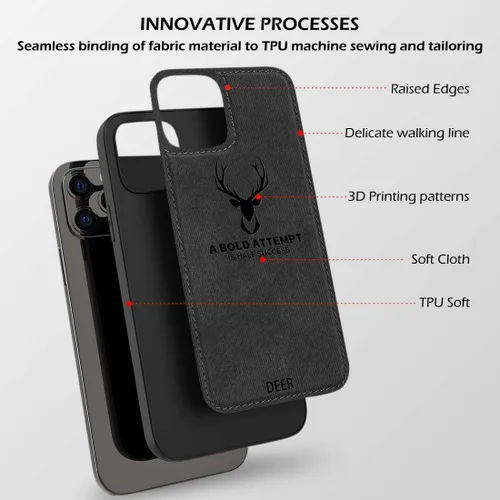 Vista 8 de Funda protectora de tela de TPU con textura suave de lujo para iPhone 12 y iPhone Pro, resistente a la suciedad, antigolpes, antihuellas, protección