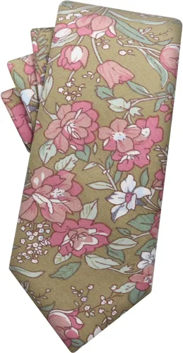 Vista 72 de Corbata de algodón floral para hombre, corbata delgada impresa de 2.56'' 01-Bean Pasta Rosa