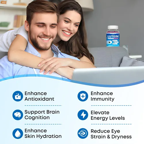 Vista 3 de Gomitas de luteína, suplementos de luteína y zeaxantina 12 en 1, vitaminas oculares para adultos, suplemento de salud ocular con múltiples vitaminas