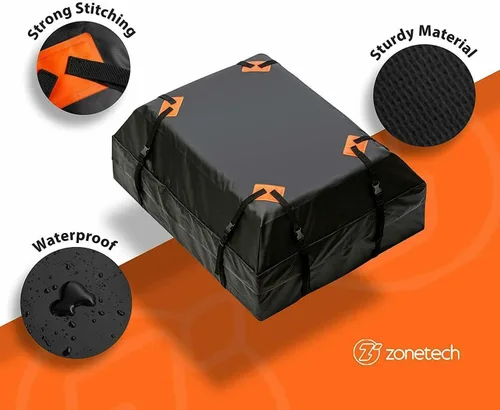 Vista 4 de ZONETECH Bolsa de carga resistente al agua para el techo, color negro clásico de 15 pies cúbicos, calidad premium, universal, impermeable, plegable