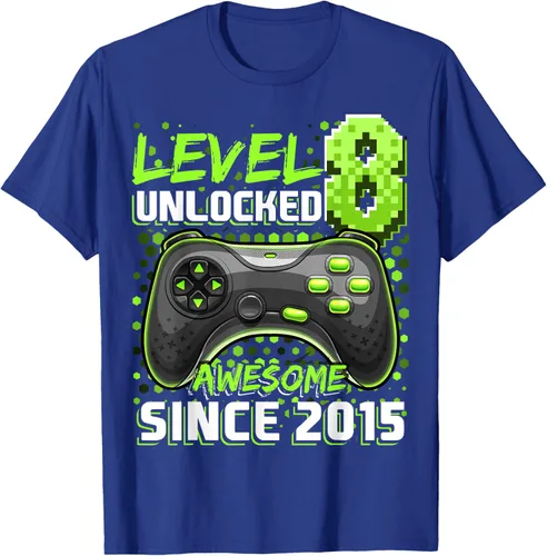 Vista 19 de Level 8 Unlocked Awesome 2015 Video Game 8th Birthday Boy T-Shirt, Negro