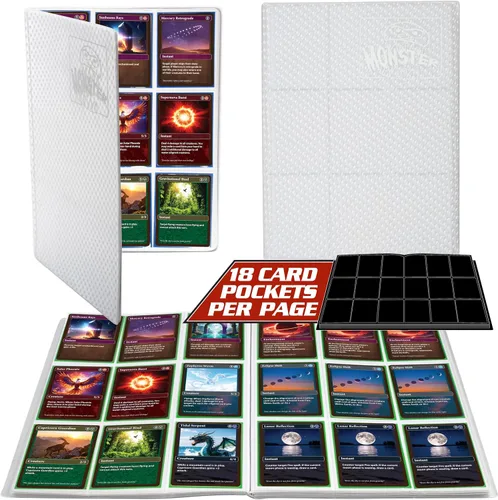 Vista 17 de Monster Binder - Álbum de tarjeta coleccionables, 9 bolsillos para tarjetas, retiene 360 de Yugioh, Magic, y Pokémon, Blanco mate