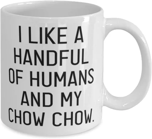 Vista 2 de Joke Chow Chow Dog 11oz 15oz Mug, I Like a Handful of Humans and, Gifts For Friends, Present From Friends, Cup For Chow Chow Dog, Cute Chow Chow Dog