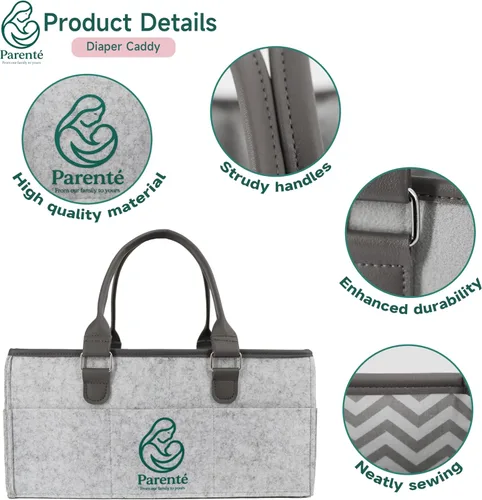 Vista 2 de Organizador de pañales: organizador portátil de bebé para cosas de bebé, artículos esenciales para recién nacidos, organizador con asa, regalos