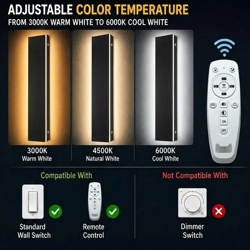 Vista 3 de Lámpara de Pared Moderna para Exteriores de 31 Pulgadas, Regulable 3000K-6000K, Aplique de Pared Lineal para Exteriores Impermeable IP65, Luces LED